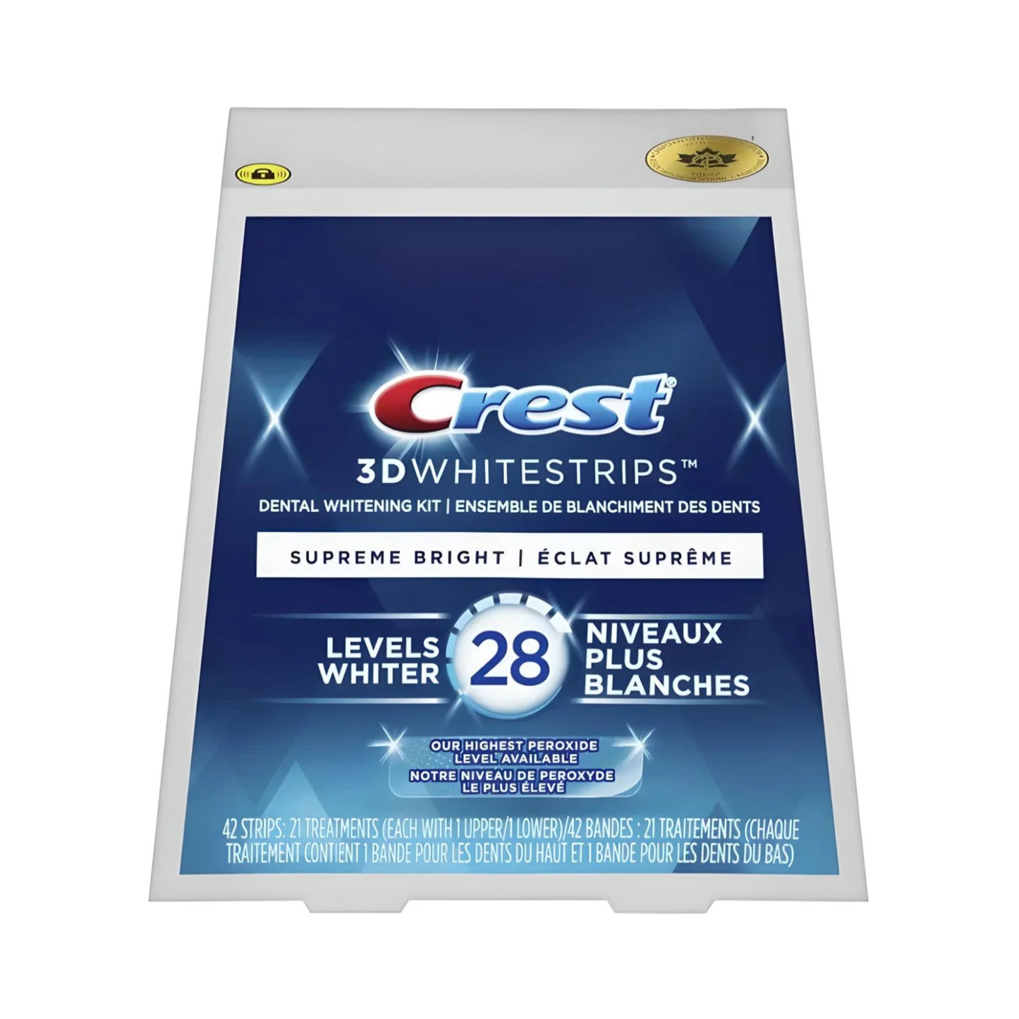Benzi de albire Crest Supreme Bright 28 Levels Whiter Whitestrips – 21 plicuri, 42 benzi