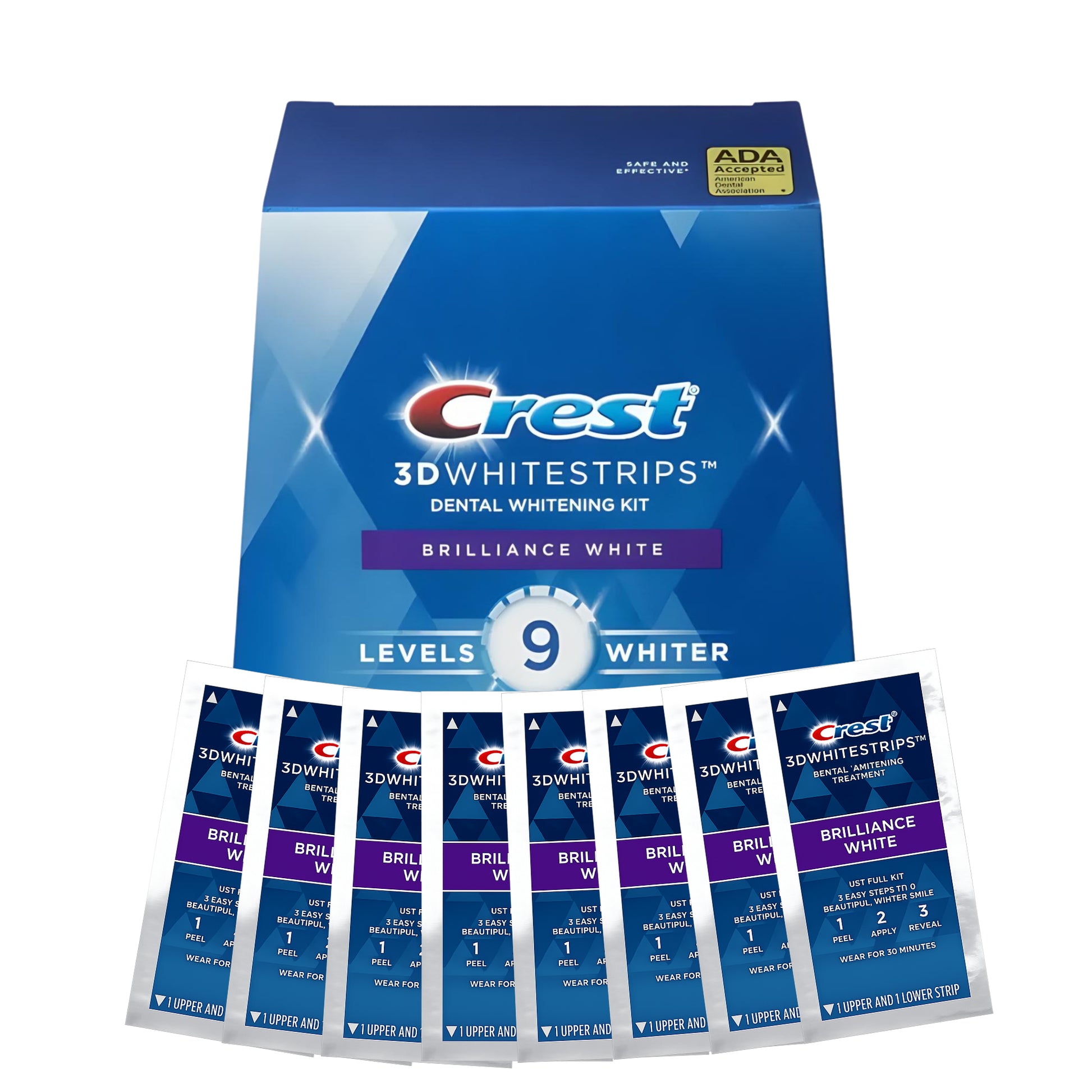 Benzi de albire Crest Brilliance White 9 Levels Whiter Whitestrips – 8 plicuri, 16 benzi