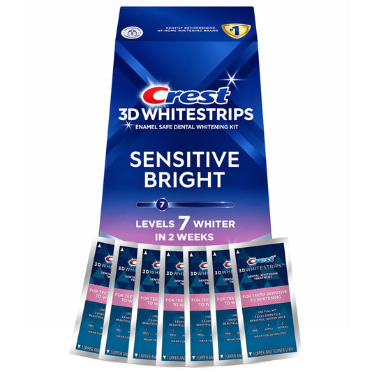 Benzi de albire Crest Sensitive Bright 7 Levels Whiter Whitestrips – 7 plicuri, 14 benzi