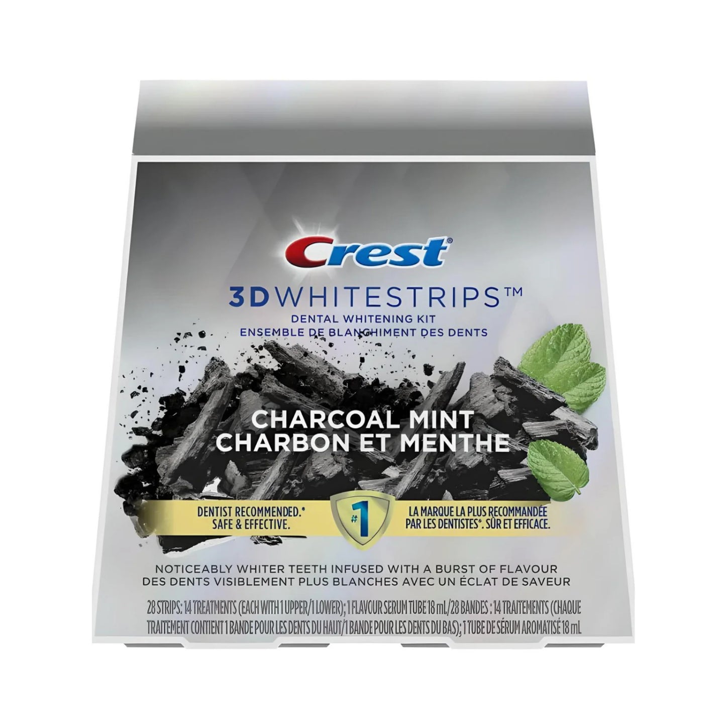 Benzi de albire Crest Brilliance White Charcoal Mint Whitestrips – 14 plicuri, 28 benzi
