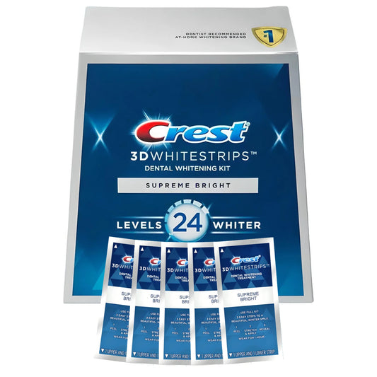 Benzi de albire Crest Supreme Bright 24 Whitestrips – 5 plicuri, 10 benzi
