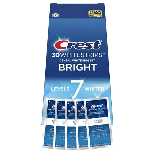 Benzi de albire Crest Bright 7 Levels Whiter Whitestrips – 5 plicuri, 10 benzi