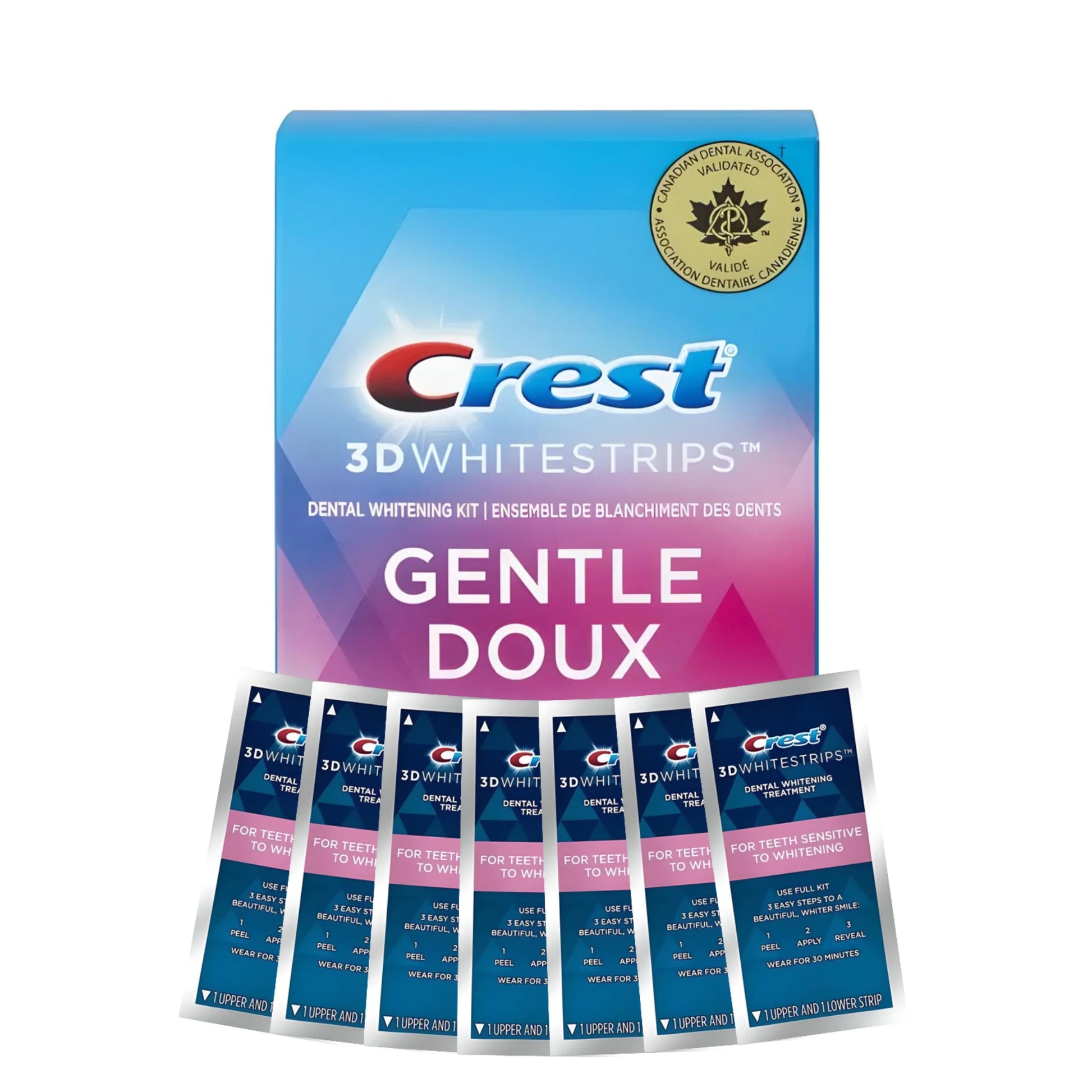 Benzi de albire Crest Gentle Doux Whitestrips – 7 plicuri, 14 benzi