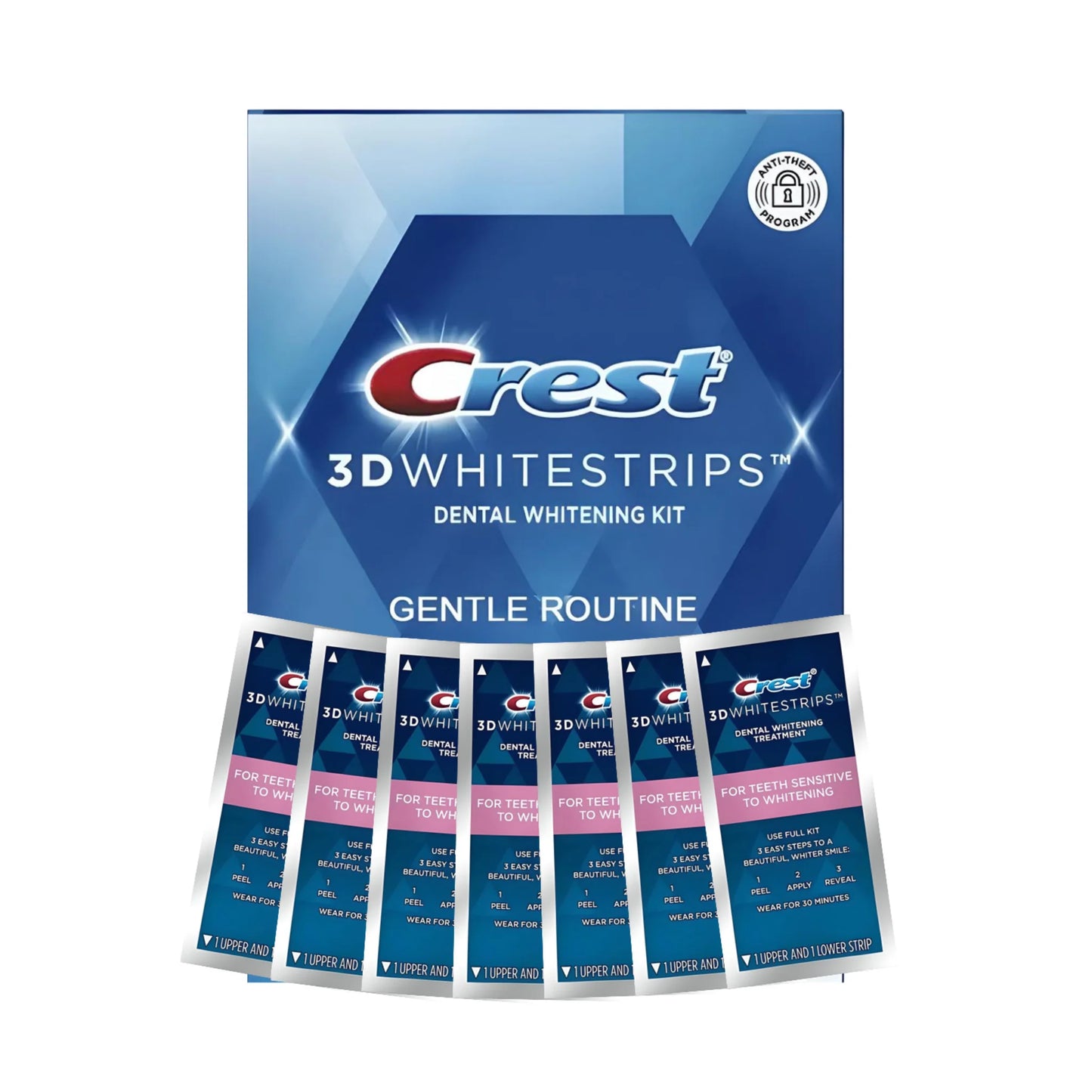 Bieliace pásiky Crest Gentle Routine – 7 vrecúšok, 14 pásikov